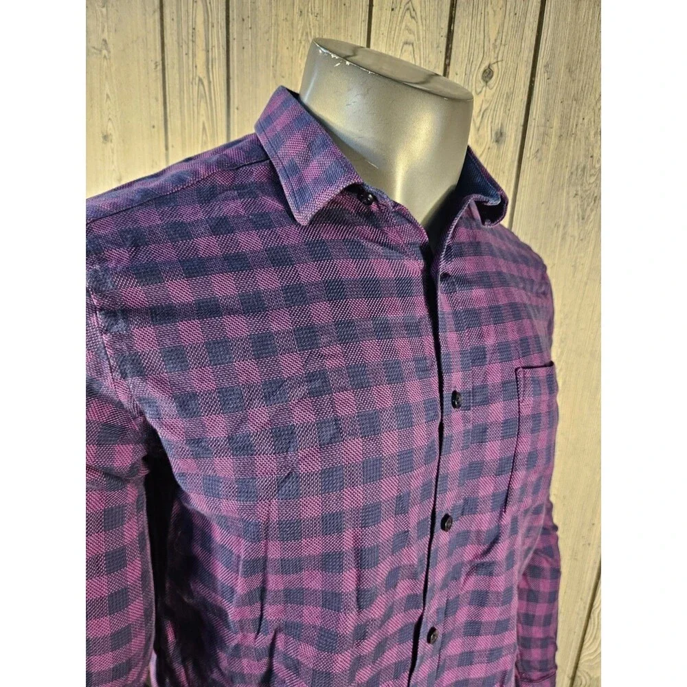 Johnston & Murphy Shirt Mens XL Purple Blue Performance Flip Cuff